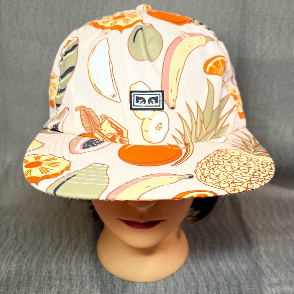 Obey Pink Tropical Fruit Print Five-Panel Cap
